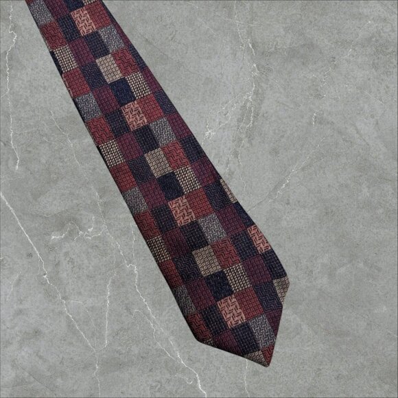 Mark Alexander‎ Vintage Wool Men's Tie Patchwork Made In Canada - Picture 1 of 8